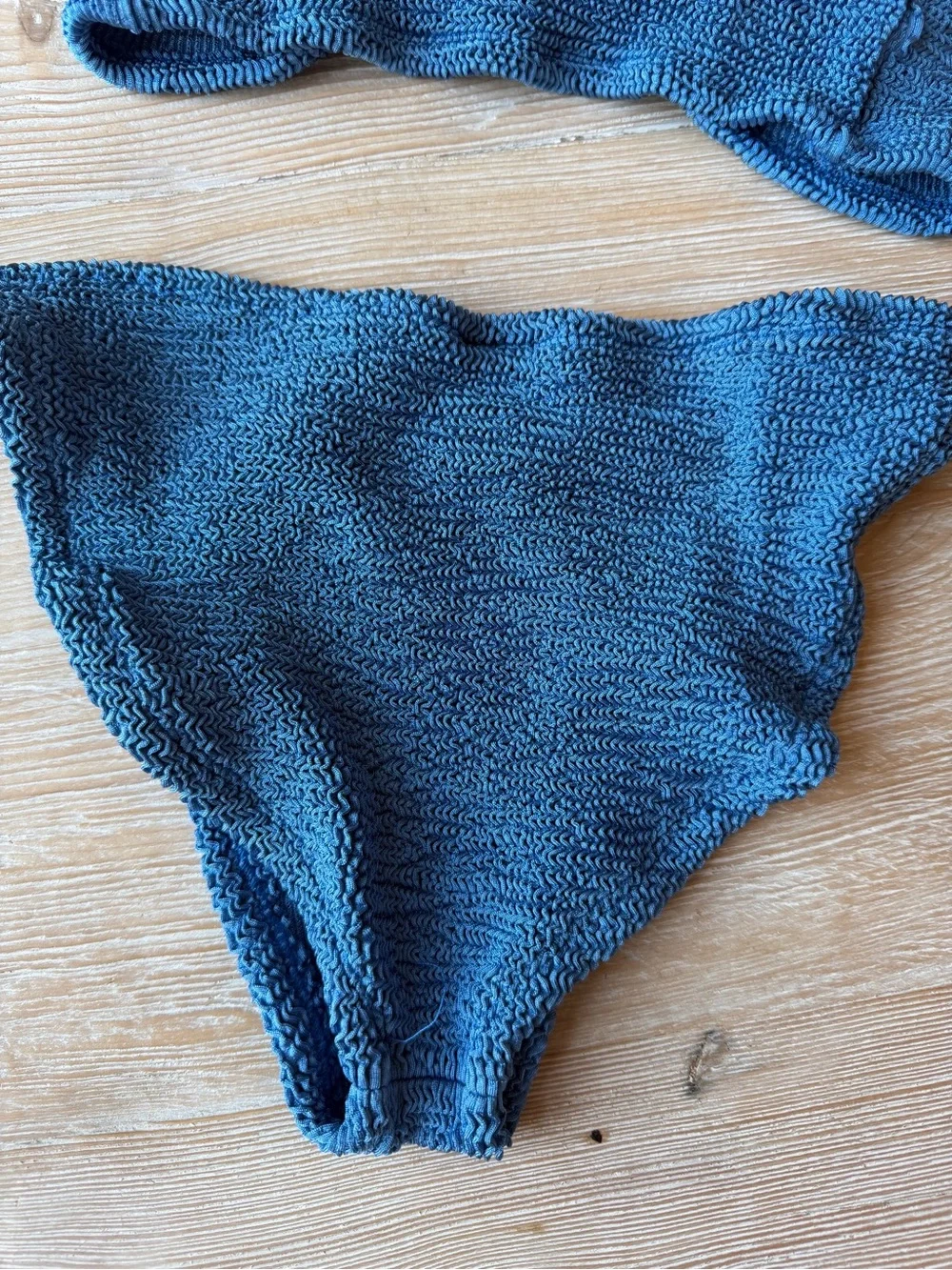 Hunza G Juno Bikini -Blue Textured Twist Bikini Set